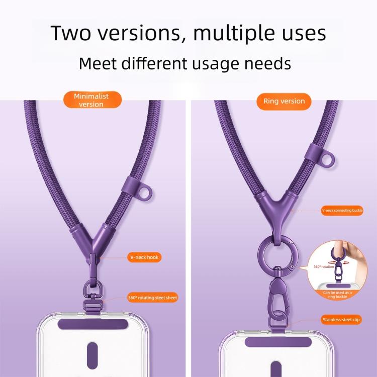 Adjustable V-Neck Anti-Loss Anti-Theft Cell Phone Lanyard With Silicone Loop, Minimalist Version, Ring Version