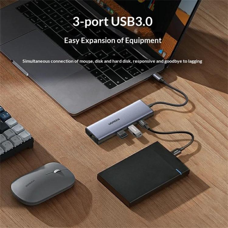 UGREEN CM512-15598 6 in 1 Hub HD Gigabit Ethernet Docking Station with PD 100W Charging Port, CM512-15598