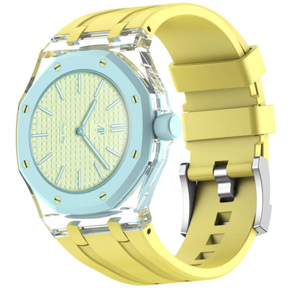 Three O Clock Direction Clear Plastic Case Integrated Silicone Watch Band, For Swatch Royal Pop