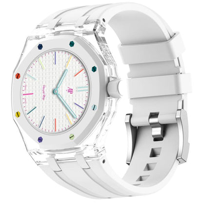 Three O Clock Direction Clear Plastic Case Integrated Silicone Watch Band, For Swatch Royal Pop