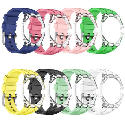 Three O Clock Direction Clear Plastic Case Integrated Silicone Watch Band, For Swatch Royal Pop