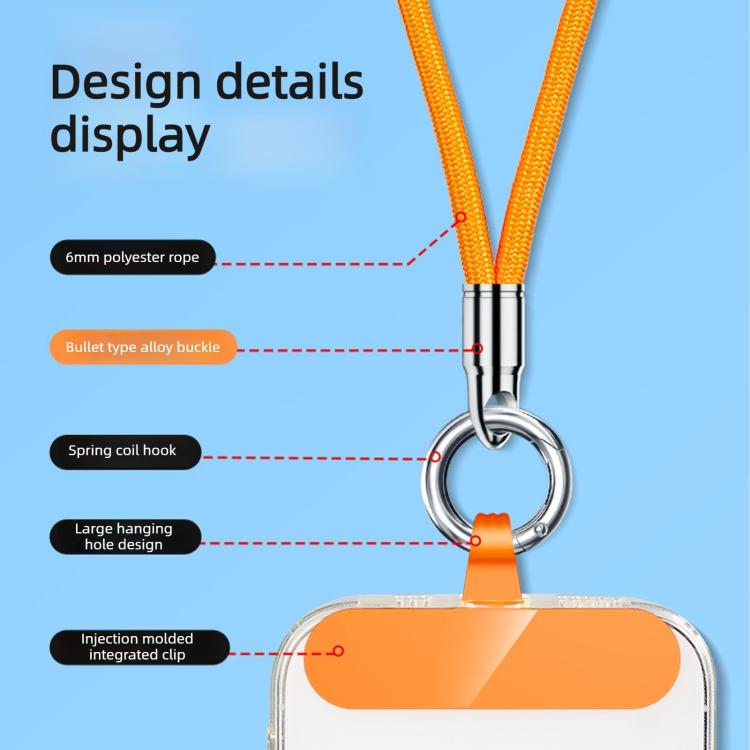 Bullet-Shaped Ring Clip Cell Phone Lanyard, 30cm Wrist Style, 90cm Neck Strap Style, 120cm Crossbody Style