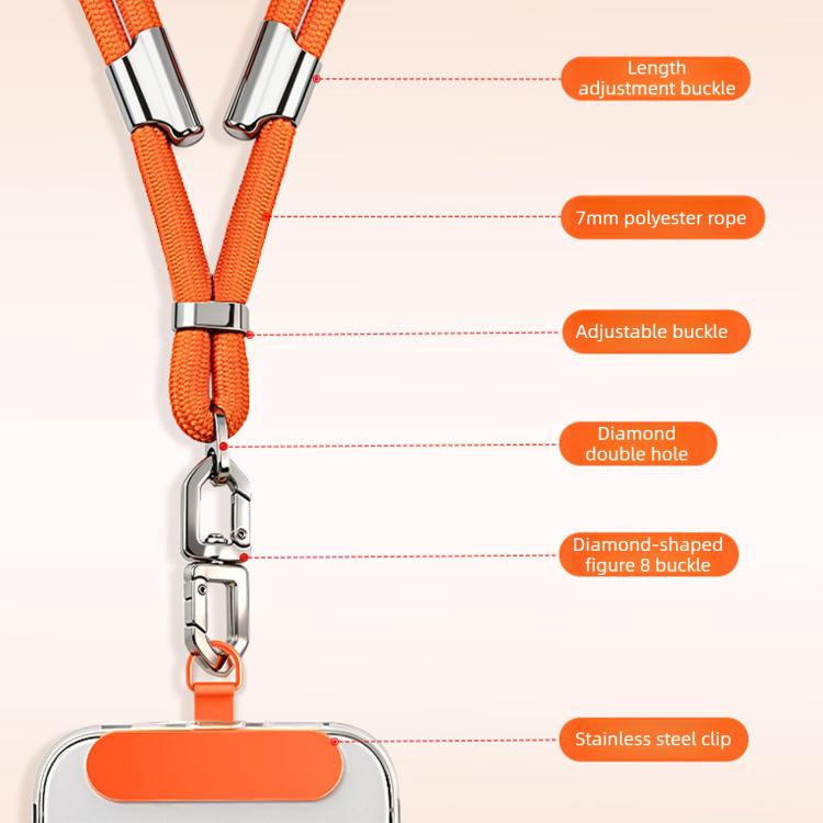 Adjustable Diamond-Shaped Double-Clip Tangle-Free Cell Phone Lanyard