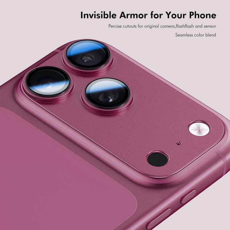ENKAY Anti-reflection Camera Lens Frosted Armor Aluminium Alloy Tempered Glass Film, For iPhone 18 Pro, For iPhone 18 Pro Max
