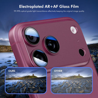 ENKAY Anti-reflection Camera Lens Frosted Armor Aluminium Alloy Tempered Glass Film, For iPhone 18 Pro, For iPhone 18 Pro Max