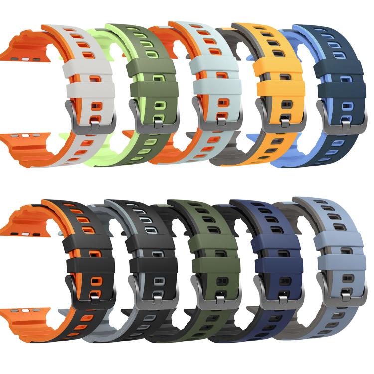 Trail Style Two Color Silicone Watch Band, For Apple Watch 46mm / 49mm / 45mm / 44mm