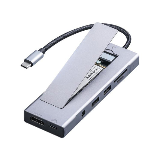 2529 Ethernet HD 4K 60Hz PD 100W 9 in 1 USB 3.2 Hub M.2 NVMe SSD Enclosure Docking Station, 2529