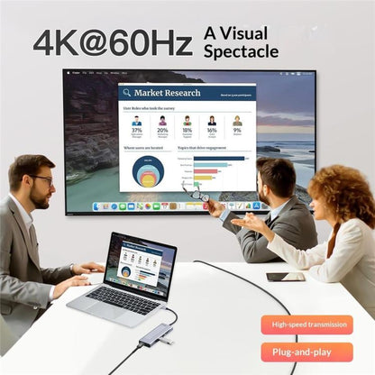 2529 Ethernet HD 4K 60Hz PD 100W 9 in 1 USB 3.2 Hub M.2 NVMe SSD Enclosure Docking Station, 2529