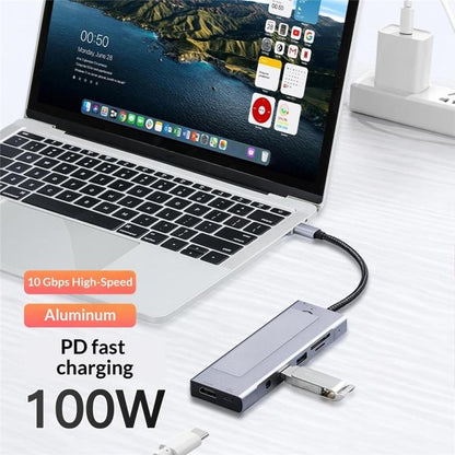2529 Ethernet HD 4K 60Hz PD 100W 9 in 1 USB 3.2 Hub M.2 NVMe SSD Enclosure Docking Station, 2529