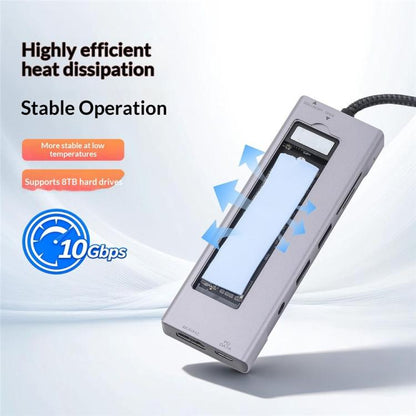 2529 Ethernet HD 4K 60Hz PD 100W 9 in 1 USB 3.2 Hub M.2 NVMe SSD Enclosure Docking Station, 2529
