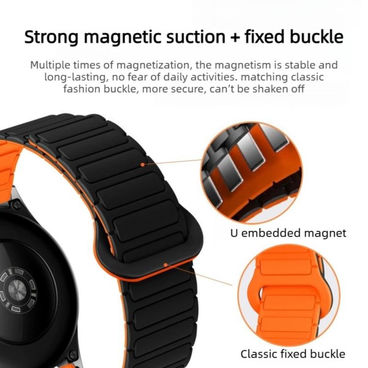 Press Button I-Shaped Magnetic Silicone Watch Band, 18mm, 20mm, 22mm