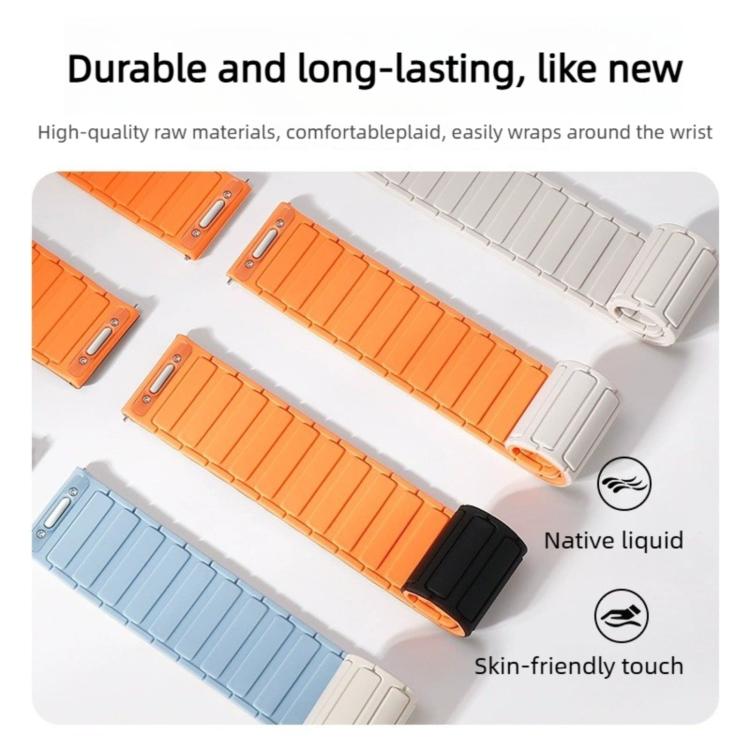Press Button I-Shaped Magnetic Silicone Watch Band, 18mm, 20mm, 22mm