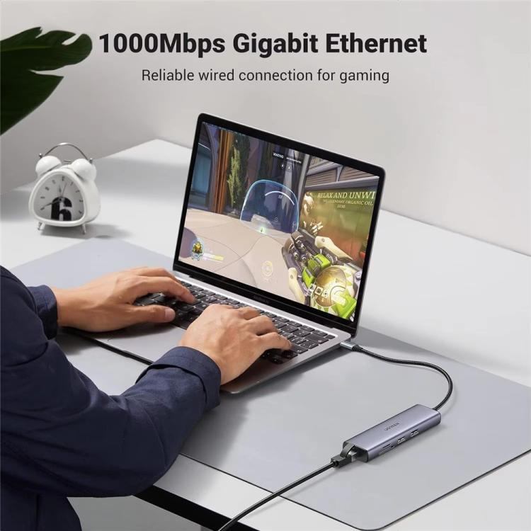 UGREEN CM512 90568 USB3.0 PD100W RJ45 SD / TF Card Reader 7 in 1 USB-C HUB, CM512-90568