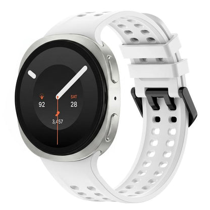 Solid Color Dual-Row Perforated Silicone Watch Band, For Galaxy Watch 9 / 8 / 8 Classic
