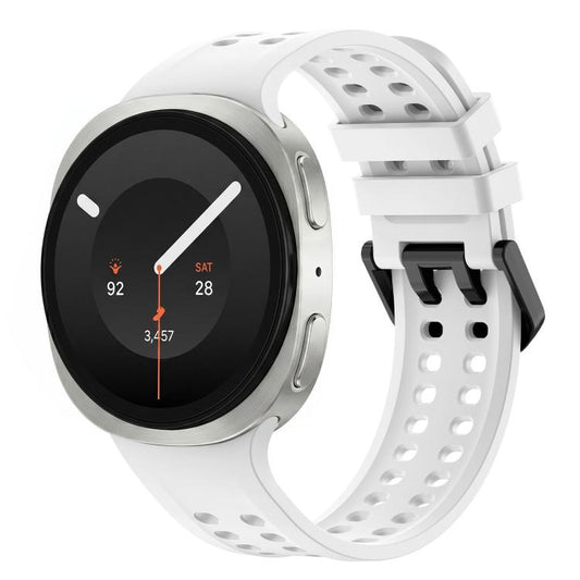 Solid Color Dual-Row Perforated Silicone Watch Band, For Galaxy Watch 9 / 8 / 8 Classic