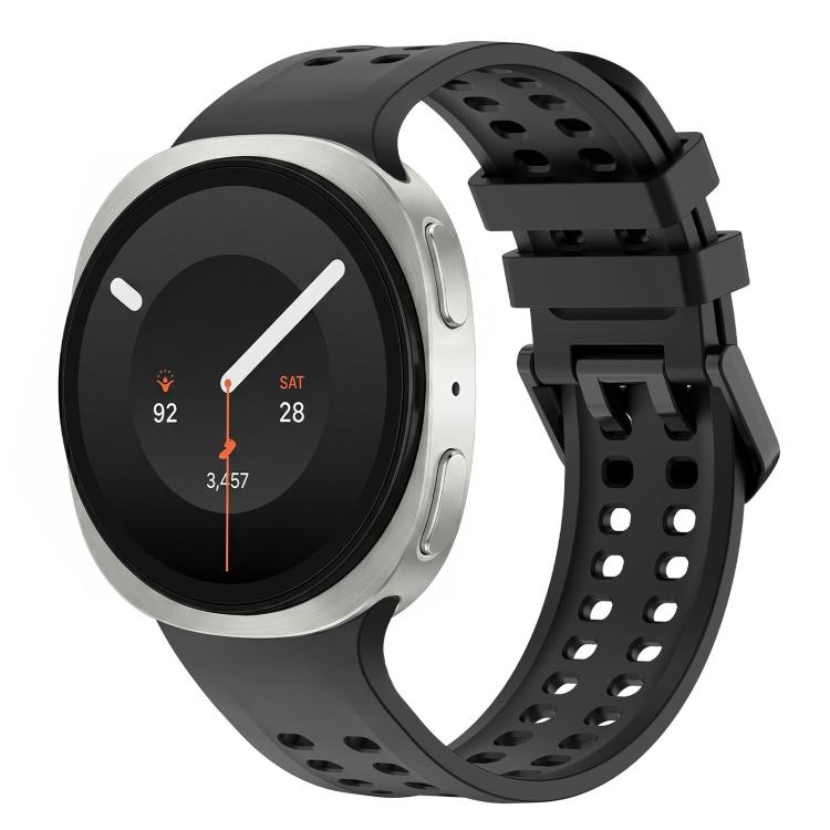 Solid Color Dual-Row Perforated Silicone Watch Band, For Galaxy Watch 9 / 8 / 8 Classic