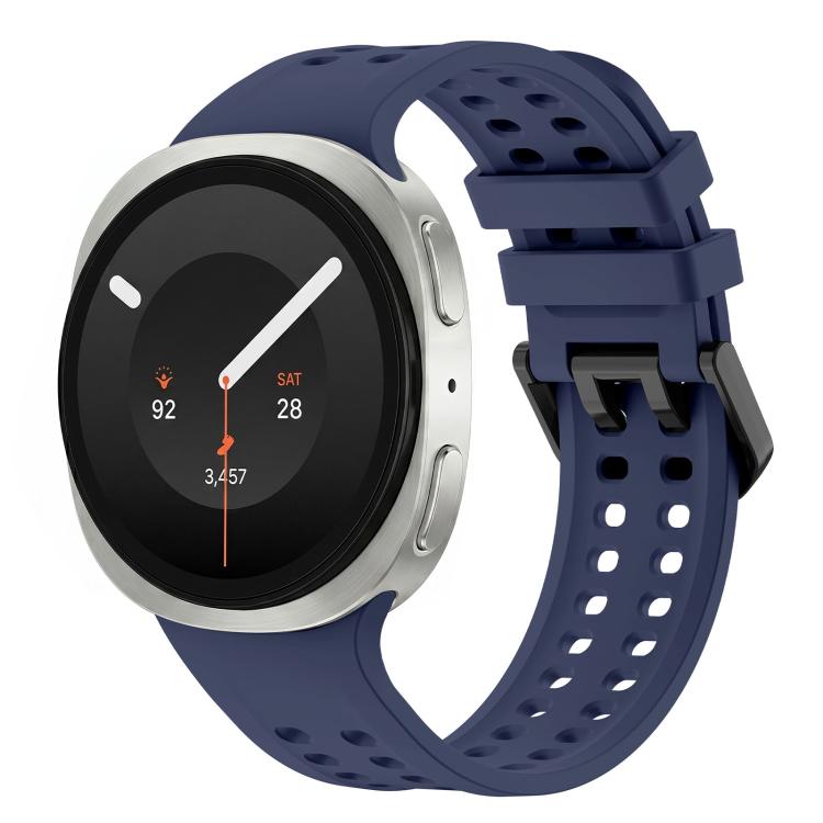 Solid Color Dual-Row Perforated Silicone Watch Band, For Galaxy Watch 9 / 8 / 8 Classic