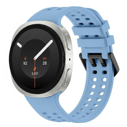 Solid Color Dual-Row Perforated Silicone Watch Band, For Galaxy Watch 9 / 8 / 8 Classic