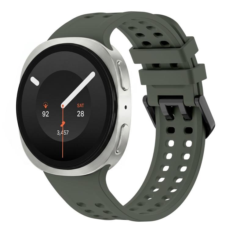 Solid Color Dual-Row Perforated Silicone Watch Band, For Galaxy Watch 9 / 8 / 8 Classic