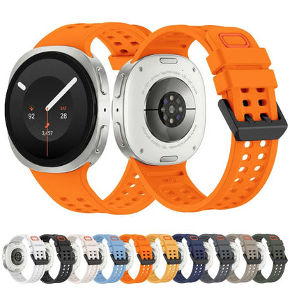 Solid Color Dual-Row Perforated Silicone Watch Band, For Galaxy Watch 9 / 8 / 8 Classic