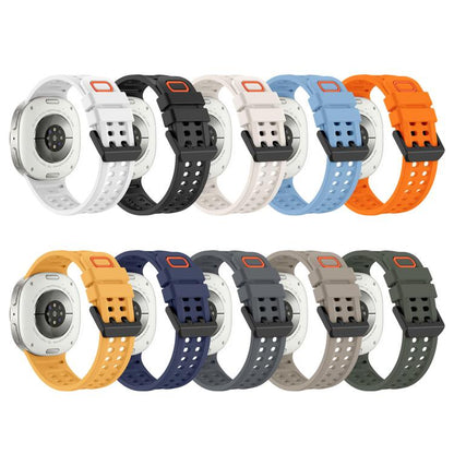 Solid Color Dual-Row Perforated Silicone Watch Band, For Galaxy Watch 9 / 8 / 8 Classic