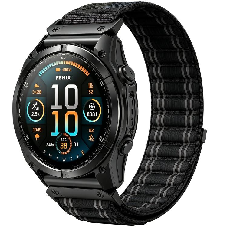 Wavy Patterned Nylon Woven Hook and Loop Fastener Watch Band, For Gamin 26mm, For Gamin 22mm