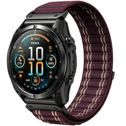 Wavy Patterned Nylon Woven Hook and Loop Fastener Watch Band, For Gamin 26mm, For Gamin 22mm