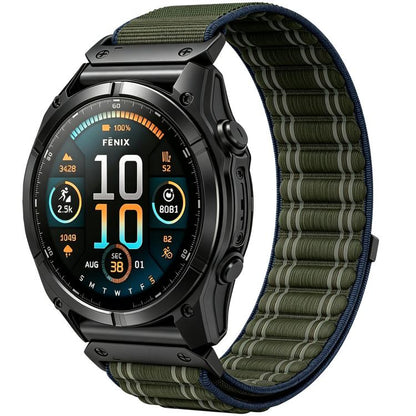 Wavy Patterned Nylon Woven Hook and Loop Fastener Watch Band, For Gamin 26mm, For Gamin 22mm