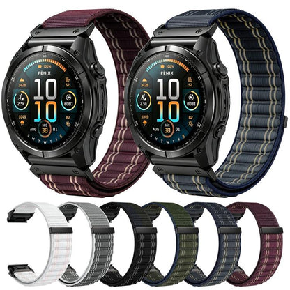Wavy Patterned Nylon Woven Hook and Loop Fastener Watch Band, For Gamin 26mm, For Gamin 22mm