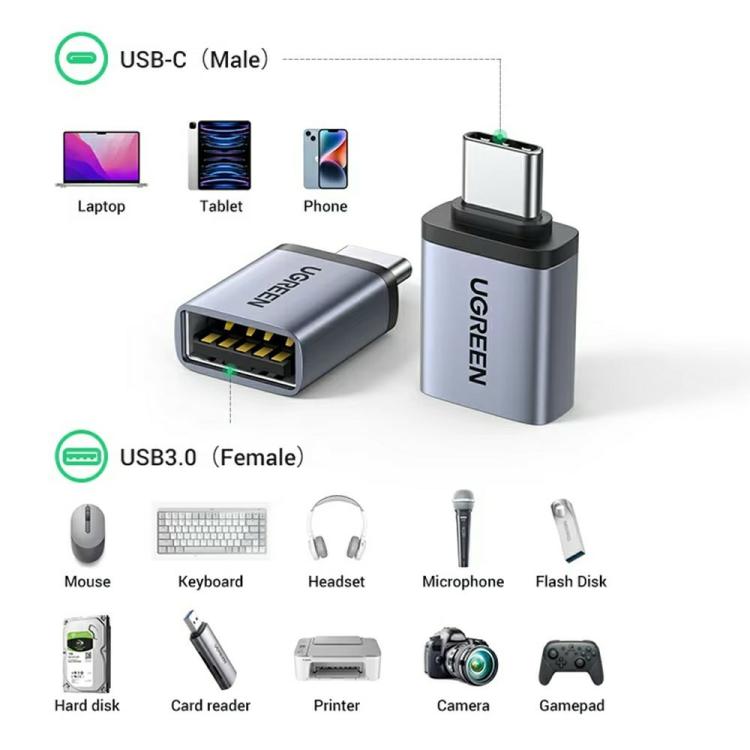 UGREEN 40702 5Gbps OTG Data Transfer USB-C Male to USB 3.0 Female Adapter