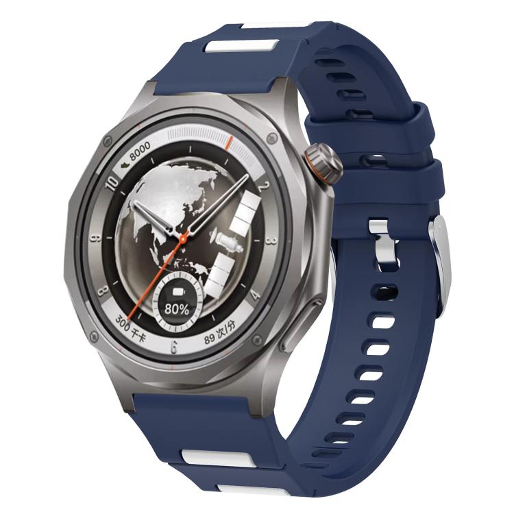 Pin Buckle Two Color Silicone Watch Band, 22mm