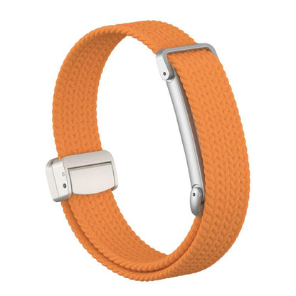 Metal Case Hybrid Magnetic Clasp Elastic Woven Nylon Watch Band, For Google Fitbit Air