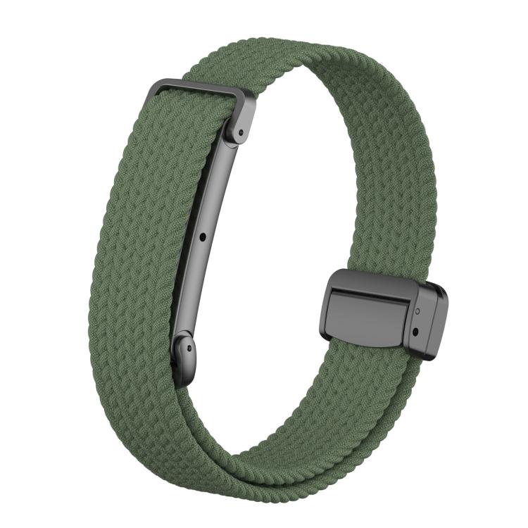 Metal Case Hybrid Magnetic Clasp Elastic Woven Nylon Watch Band, For Google Fitbit Air