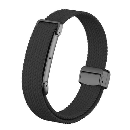Metal Case Hybrid Magnetic Clasp Elastic Woven Nylon Watch Band, For Google Fitbit Air