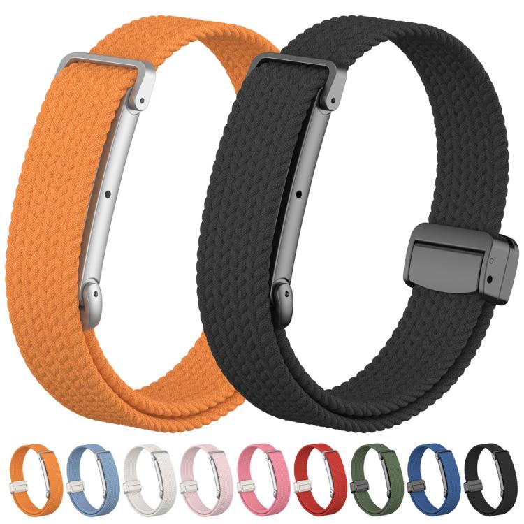 Metal Case Hybrid Magnetic Clasp Elastic Woven Nylon Watch Band, For Google Fitbit Air