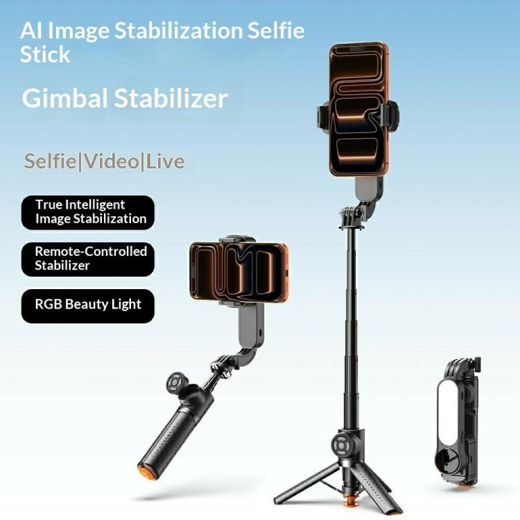 Q43 AI Image Stabilization Selfie Stick Phone Gimbal Stabilizer with RGB Fill Light, Tripod, Remote Control, Q43