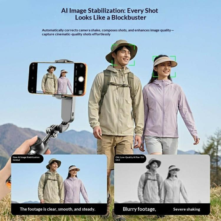 Q43 AI Image Stabilization Selfie Stick Phone Gimbal Stabilizer with RGB Fill Light, Tripod, Remote Control, Q43