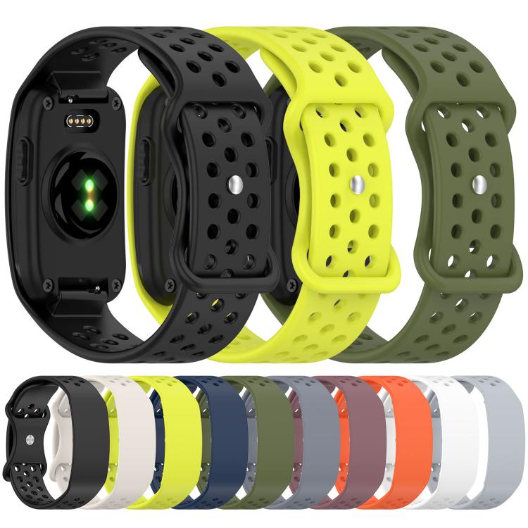 Butterfly Buckle Breathable Perforated Silicone Watch Band, For Garmin CIRQA Smart Band