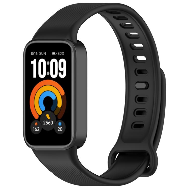 Vertical Stripe Reverse Buckle Solid Color Silicone Watch Band, For Xiaomi Smart Band 11 Active