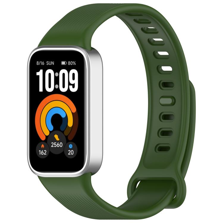Vertical Stripe Reverse Buckle Solid Color Silicone Watch Band, For Xiaomi Smart Band 11 Active