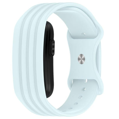 Spring Bar Design Striped Butterfly Clasp Silicone Watch Band, For Garmin CIRQA Smart Band