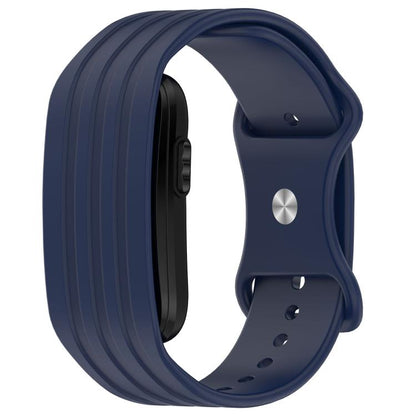 Spring Bar Design Striped Butterfly Clasp Silicone Watch Band, For Garmin CIRQA Smart Band