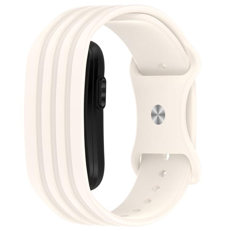 Spring Bar Design Striped Butterfly Clasp Silicone Watch Band, For Garmin CIRQA Smart Band