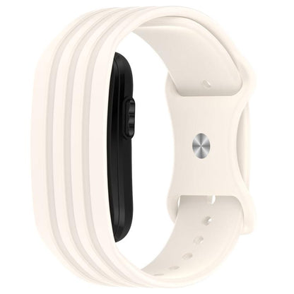 Spring Bar Design Striped Butterfly Clasp Silicone Watch Band, For Garmin CIRQA Smart Band