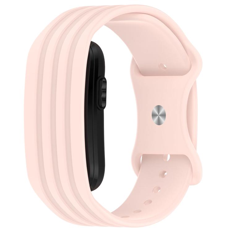 Spring Bar Design Striped Butterfly Clasp Silicone Watch Band, For Garmin CIRQA Smart Band