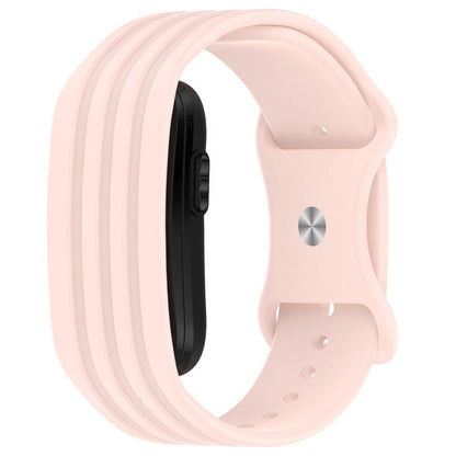 Spring Bar Design Striped Butterfly Clasp Silicone Watch Band, For Garmin CIRQA Smart Band