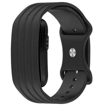 Spring Bar Design Striped Butterfly Clasp Silicone Watch Band, For Garmin CIRQA Smart Band