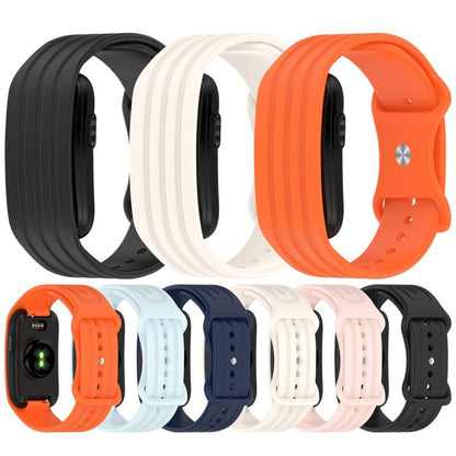 Spring Bar Design Striped Butterfly Clasp Silicone Watch Band, For Garmin CIRQA Smart Band
