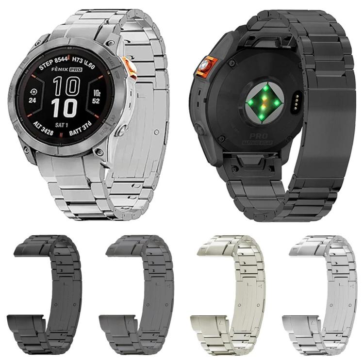 Three Beads Side Detachable Buckle Titanium Alloy Watch Band, For Garmin 22mm, For Garmin 26mm