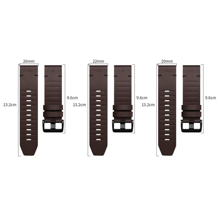 Black Pin Buckle Genuine Leather Watch Band, For Gamin 22mm, For Gamin 26mm, For Gamin 20mm